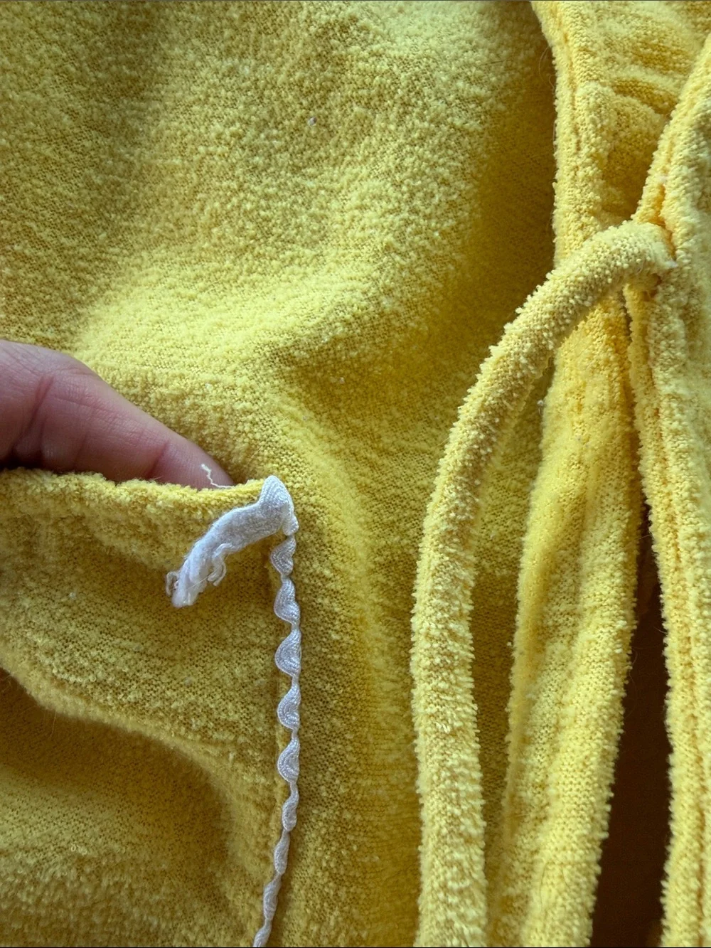 Vintage Girls' Yellow Floral Appliqué Hooded Robe